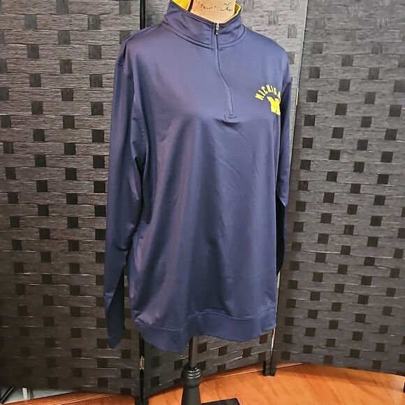 Champion Navy Blue Michigan Quarter-Zip Pullover Size Large - Picture 6 of 13